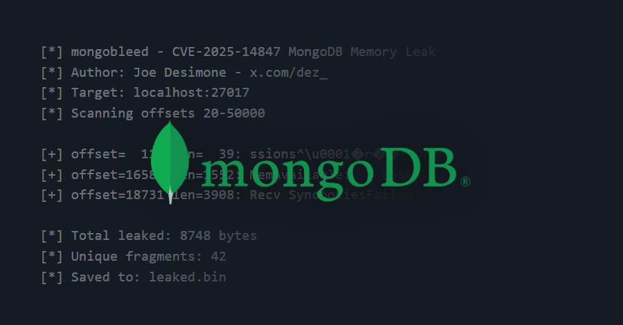 EDR NEWS te informa: MongoDB Vulnerability CVE-2025-14847 Under Active Exploitation Worldwide